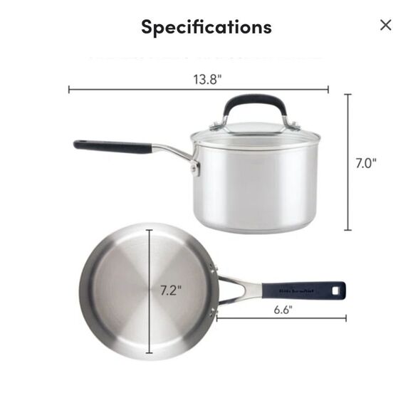 KitchenAid Stainless Steel Induction 3QT Saucepan w/Lid - Picture 9 of 16